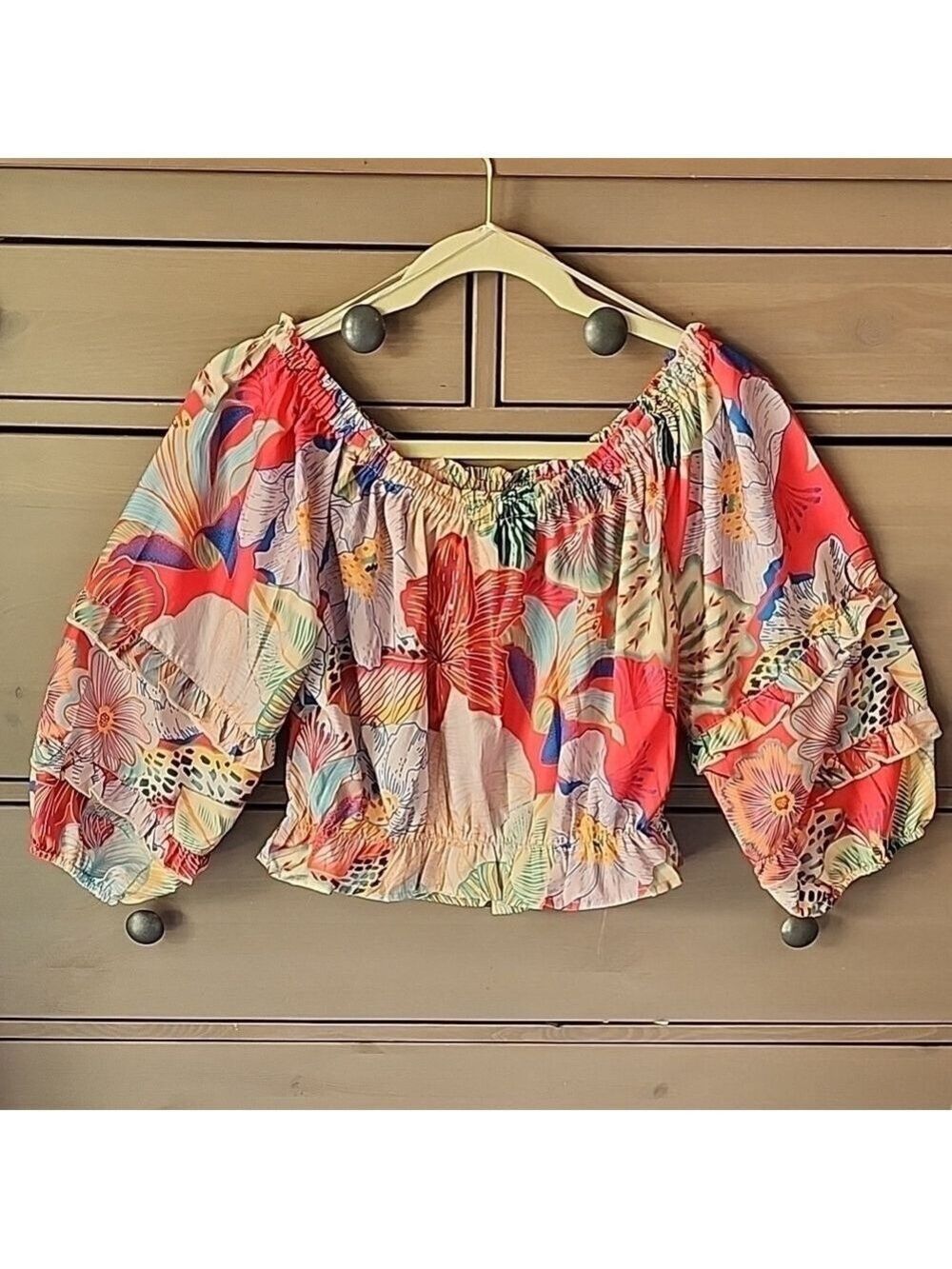 Rachel Zoe BIG TROPICAL  FLORAL PRINT top Size Small  #summertop #floral